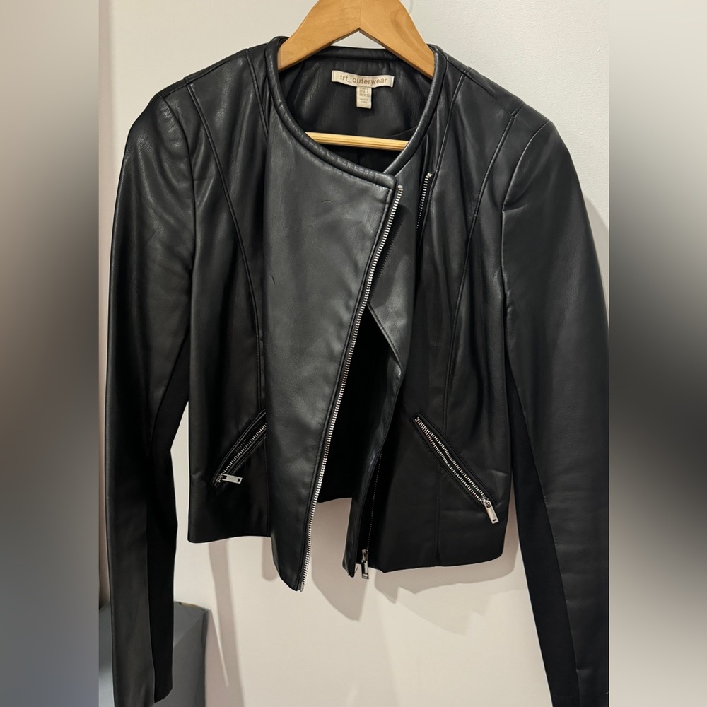 Zara faux leather motorcycle jacket - black, large